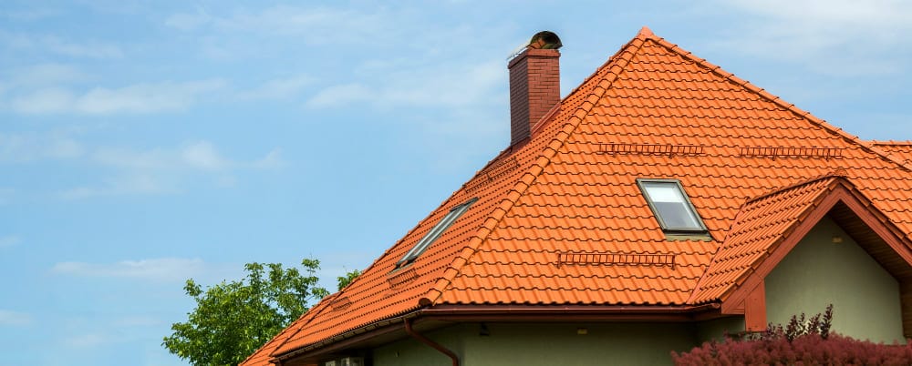 Big Slope Tile Roof with Chimney