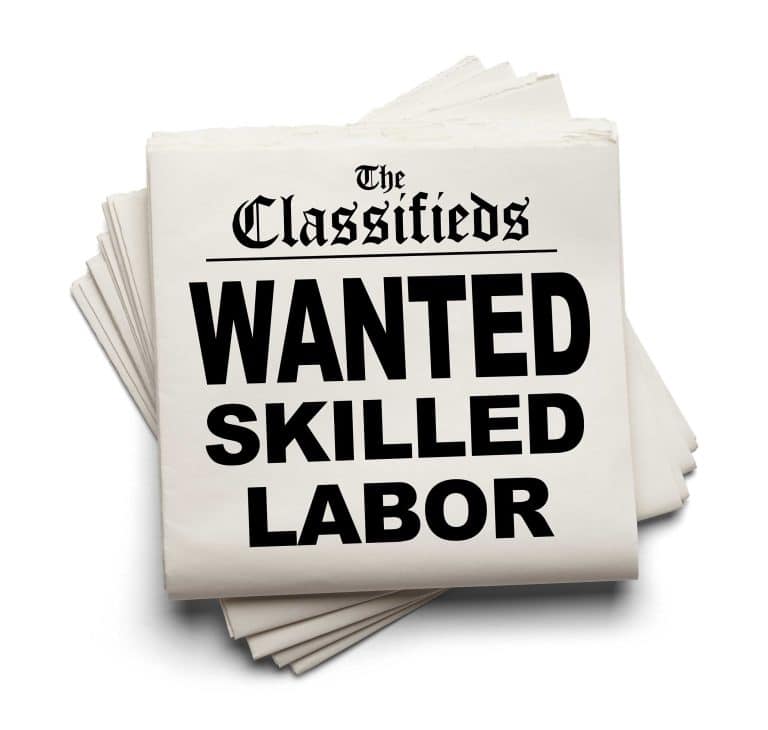 Wanted Skilled Labor Newspaper