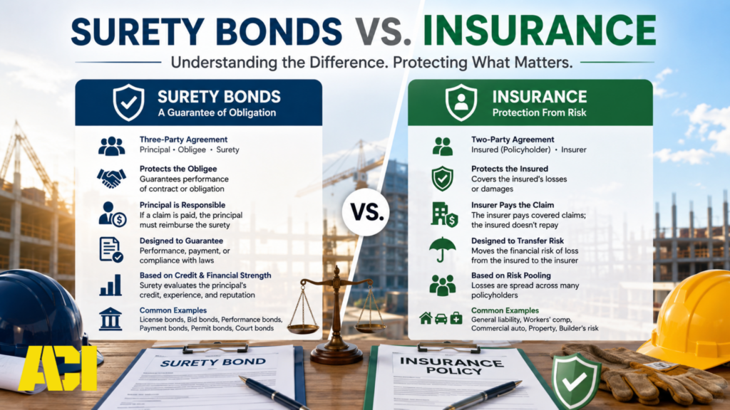 Surety bonds vs insurance